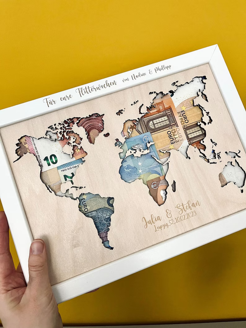 wooden money map