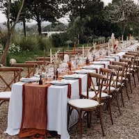 white and terracotta table set up