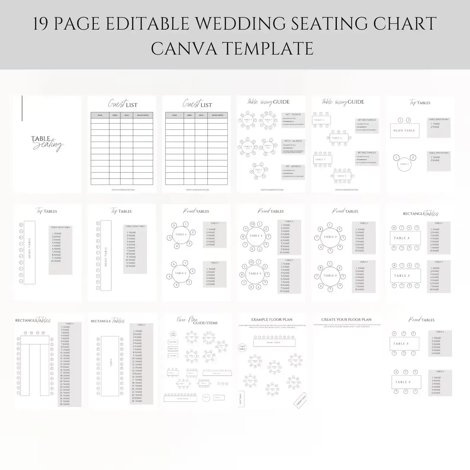graphic showing digital wedding seating chart